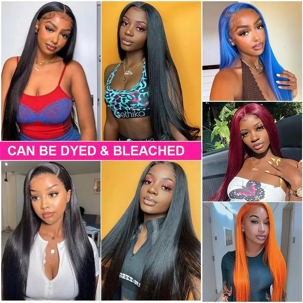 Hot Star Straight 13X6 HD Lace Front Wigs Human Hair:  Pre Plucked Bleached Knots with Baby Hair Body Wave Frontal Human Hair Wig for Women