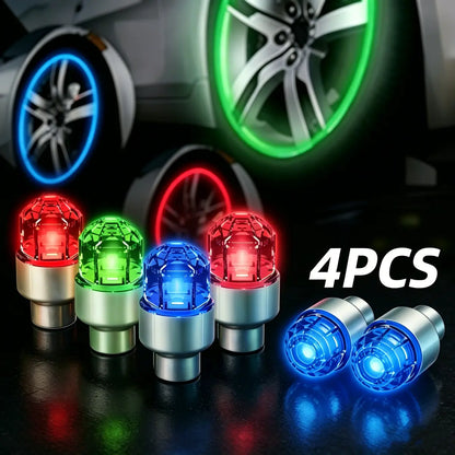 Waterproof LED Tire Valve Caps - Vibration-Sensitive Luminous Light for Cars, Bicycles, and Motorcycles
