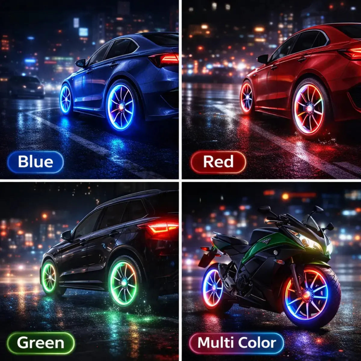 Waterproof LED Tire Valve Caps - Vibration-Sensitive Luminous Light for Cars, Bicycles, and Motorcycles