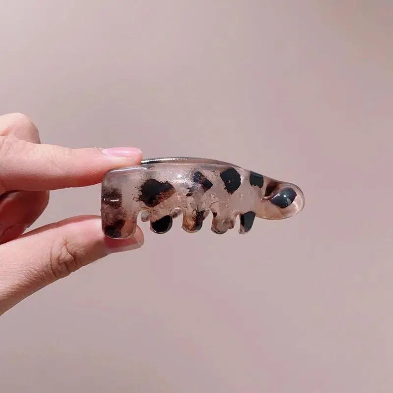 Women'S 4 Non-Slip Banana Hair Clips - Vintage Oval Leopard Print, Amber and Black, Fashion Hair Accessories for Secure Ponytails, Bun Hairstyles