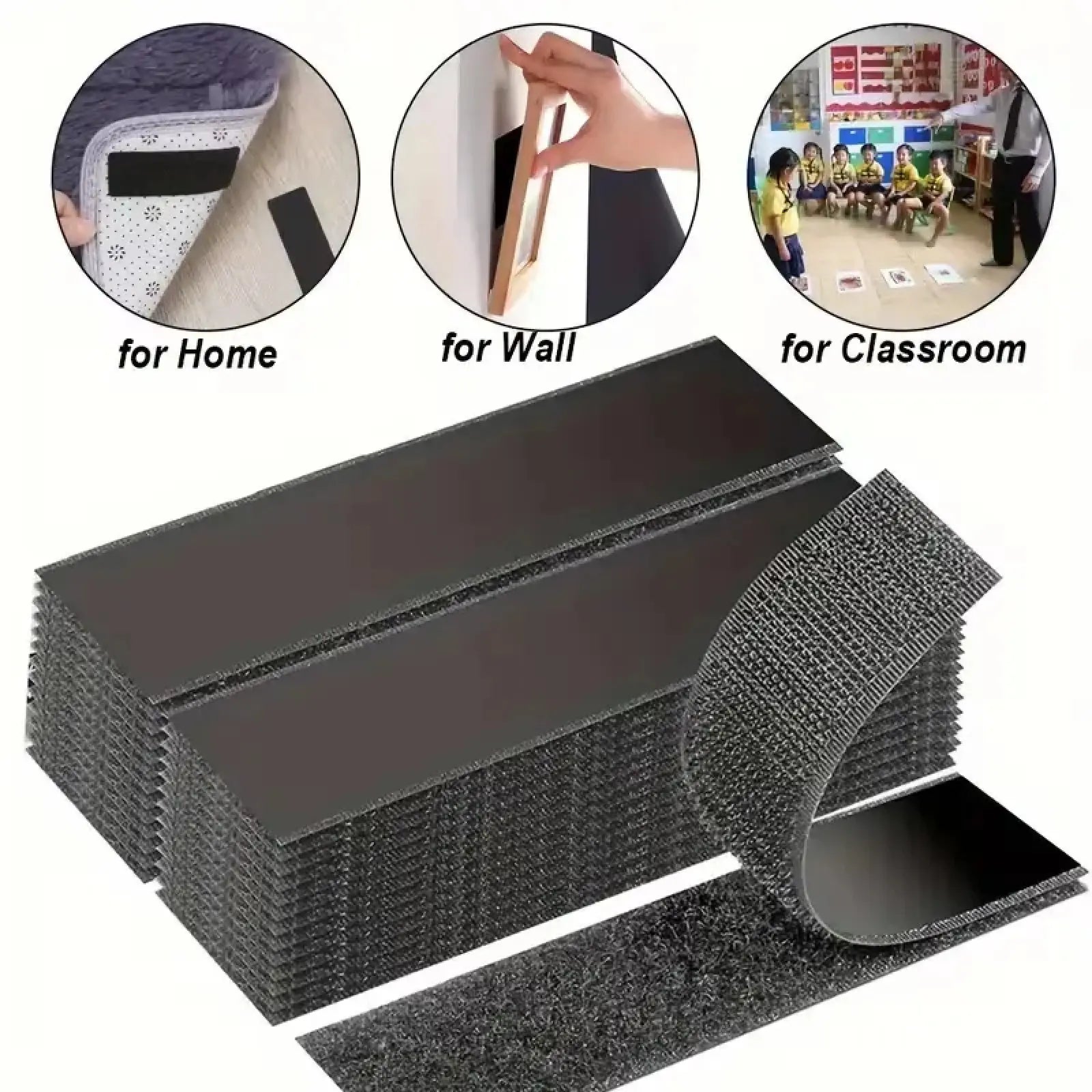 Waterproof Self Adhesive Heavy Duty Double Sided Hook and Loop Strips | Reusable Adhesive Mounting Tape Strong Stick for Wall Hanging Picture Frames Cable Organizer DIY Home Decor Office Organization.