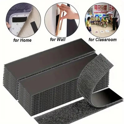 Waterproof Self Adhesive Heavy Duty Double Sided Hook and Loop Strips | Reusable Adhesive Mounting Tape Strong Stick for Wall Hanging Picture Frames Cable Organizer DIY Home Decor Office Organization.