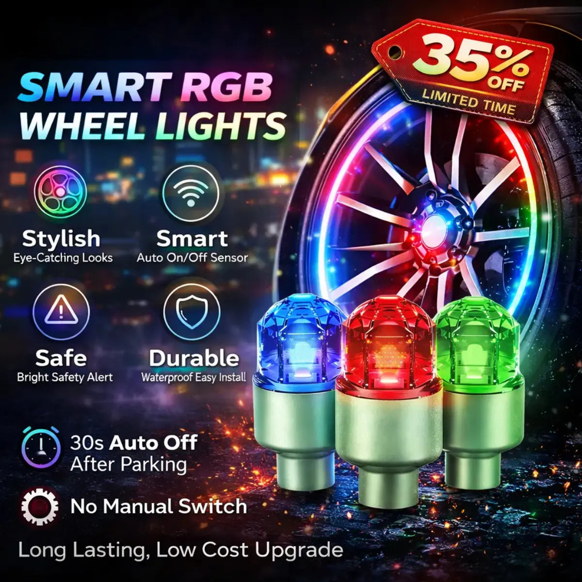 Waterproof LED Tire Valve Caps - Vibration-Sensitive Luminous Light for Cars, Bicycles, and Motorcycles