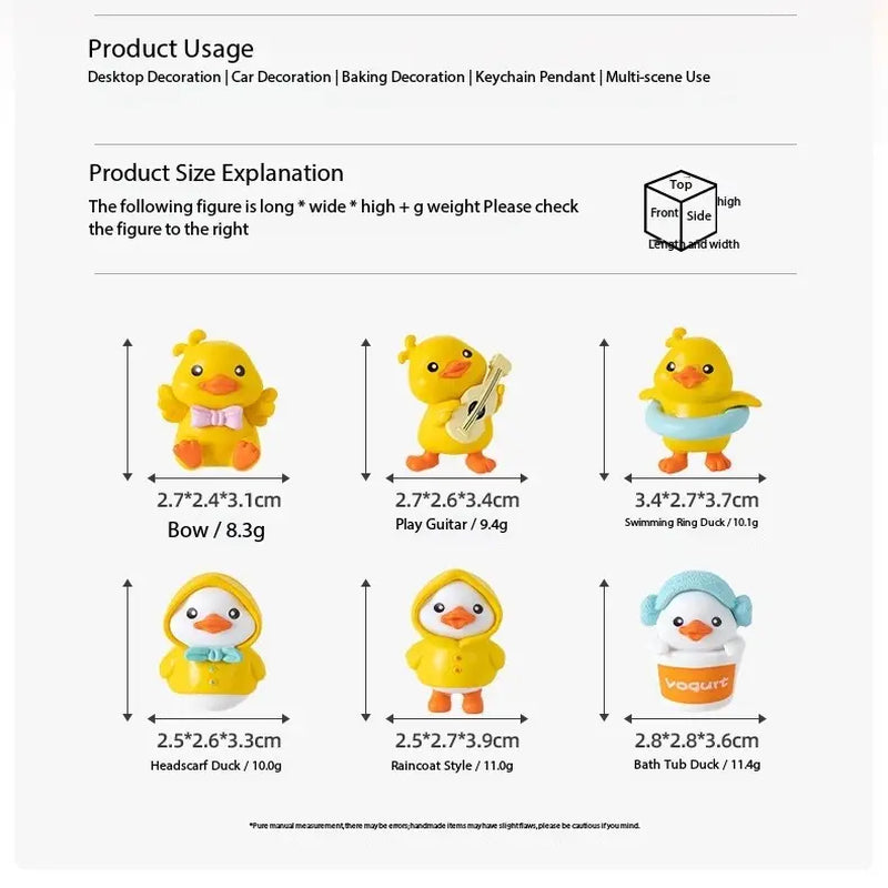 Yellow Duck Desk Decor Set of 6PCS Cute Duck:   Car Dashboard Decorations, Rear View Mirror Ornament, Cute Cartoon Style Desk Companions 