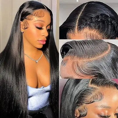 Hot Star Straight 13X6 HD Lace Front Wigs Human Hair:  Pre Plucked Bleached Knots with Baby Hair Body Wave Frontal Human Hair Wig for Women