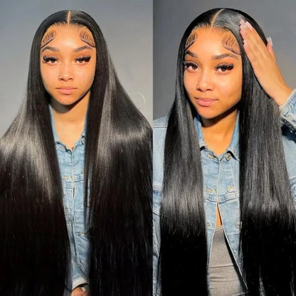 Hot Star Straight 13X6 HD Lace Front Wigs Human Hair:  Pre Plucked Bleached Knots with Baby Hair Body Wave Frontal Human Hair Wig for Women