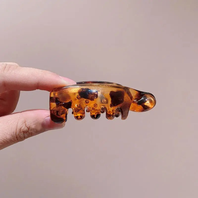 Women'S 4 Non-Slip Banana Hair Clips - Vintage Oval Leopard Print, Amber and Black, Fashion Hair Accessories for Secure Ponytails, Bun Hairstyles