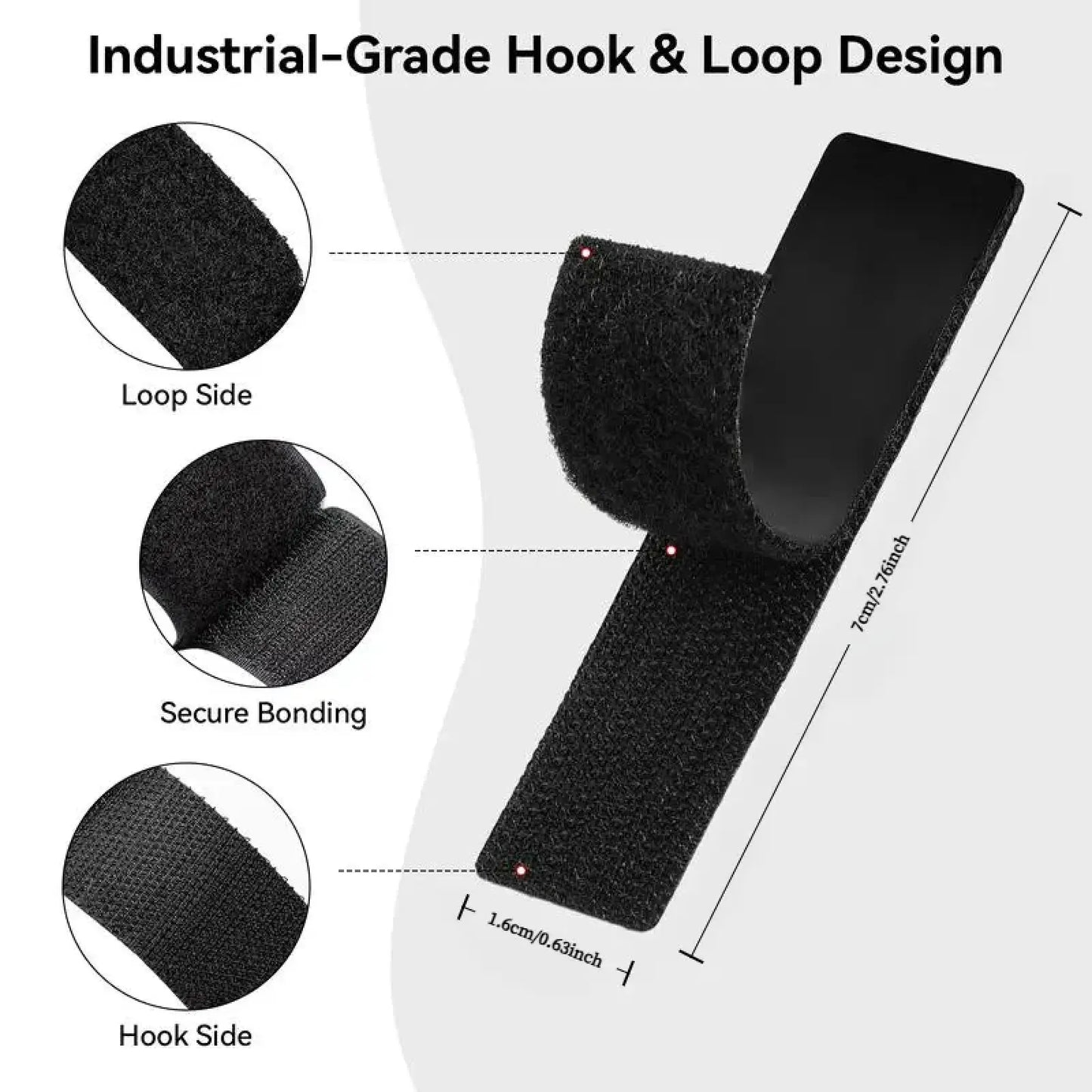 Waterproof Self Adhesive Heavy Duty Double Sided Hook and Loop Strips | Reusable Adhesive Mounting Tape Strong Stick for Wall Hanging Picture Frames Cable Organizer DIY Home Decor Office Organization.